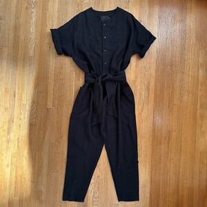 No. 6 boxy loose black linen jumpsuit store no.6 la garconne 2 S M L S